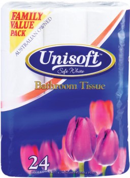 Unisoft-Bathroom-Tissue-24pk-2ply-180-Sheets on sale