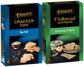 Arnott%26rsquo%3Bs+Cracker%2C+Sourdough+Crisps+150g+or+Flatbread+Dippers+130g+Selected+Varieties