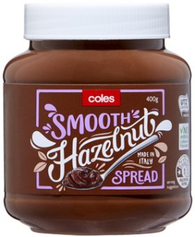 Coles-Smooth-Hazelnut-Spread-400g on sale