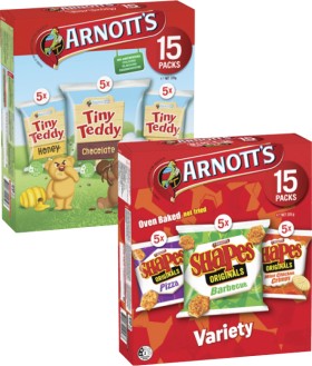 Arnotts-Shapes-Crackers-or-Tiny-Teddy-Biscuits-15-Pack-375g on sale