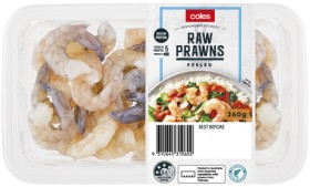 Coles-Raw-Peeled-Prawns-260g on sale