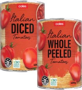 Coles-Italian-Tomatoes-400g on sale