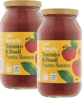Coles-Simply-Pasta-Sauce-510g on sale