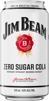 Jim-Beam-White-Label-Bourbon-Zero-Sugar-Cola-Cans-10-Pack-375mL on sale