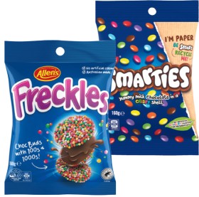 Allens-Freckles-Jaffas-or-Nestl-Smarties-Share-Pack-160g on sale