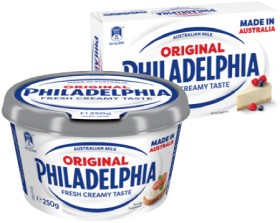 Philadelphia+Cream+Cheese+Spreadable+Tub+or+Block+250g+Selected+Varieties