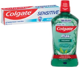 Colgate+Sensitive+Toothpaste+110g%2C+Plax+Mouthwash+1+Litre%2C+360%26deg%3B+Charcoal+Toothbrush+3+Pack+or+Gentle+Clean+Soft+2+Pack+Selected+Varieties%2A%2A%2A
