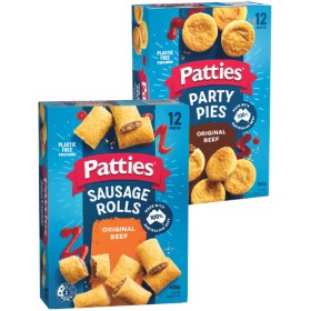 Patties+Party+Pies%2C+Sausage+Rolls+or+Pasties+450-560g+Pk+12+%26ndash%3B+From+the+Freezer