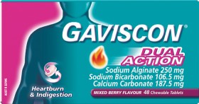 Gaviscon+Dual+Action+Mixed+Berry+Flavour+48+Tablets%2A
