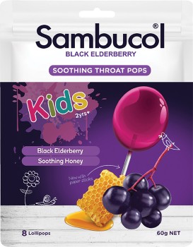 Sambucol-Kids-Soothing-Throat-Pops-8-Pack on sale