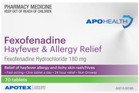 Apohealth+Fexofenadine+180mg+Hayfever+%26amp%3B+Allergy+Relief+70+Tablets