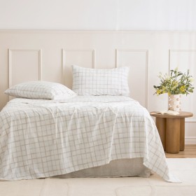Natural-Check-Cotton-Flannelette-Sheet-Set-by-Habitat on sale