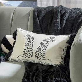 Tanzi+Leopard+Embroidered+Velvet+Oblong+Cushion+by+M.U.S.E.