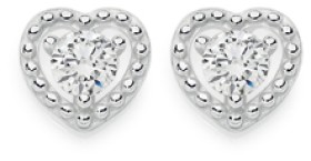 Sterling-Silver-Cubic-Zirconia-Beaded-Heart-Frame-Studs on sale