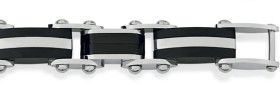 Stainless-Steel-21cm-Black-Plate-Satin-Polish-Mens-Bracelet on sale