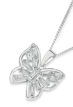 Sterling-Silver-Cubic-Zirconia-Butterfly-Pendant on sale