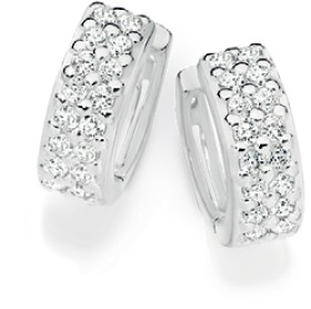 Sterling+Silver+Cubic+Zirconia+Huggies