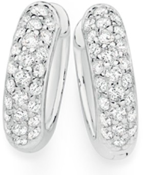 Sterling-Silver-Pave-Cubic-Zirconia-Hoop-Earrings on sale