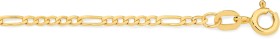 9ct+Gold+20cm+Solid+Diamond-Cut+Figaro+5%2B1+Bracelet