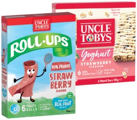 Uncle+Tobys+Muesli+Bars+5%E2%80%916+Pack+or+Roll%E2%80%91Ups+6+Pack+Selected+Varieties