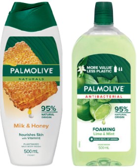 Palmolive+Body+Wash%2C+Foaming+Hand+Wash+Refill+or+Luminous+Oils+Hand+Wash+500mL+Selected+Varieties