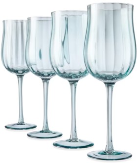 4+Green+Tulip+Wine+Glasses
