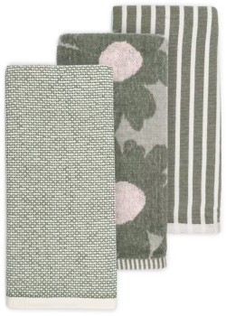3+Pack+Floral+Green+Tea+Towels