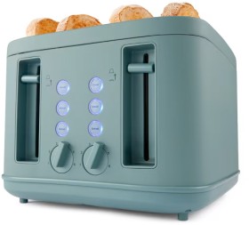 4+Slice+Soft+Touch+Toaster+-+Dark+Green