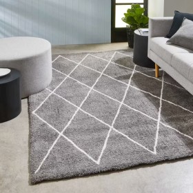 Trellis+Shag+Rug+-+Grey%2C+Large+-+235cm+x+160cm