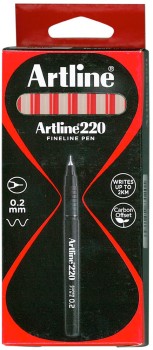 Artline+220+Fineliners+0.2mm+Red+12+Pack