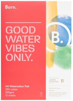 Born-25-Cotton-A4-Watercolour-Pad-200gsm-12-Sheets on sale