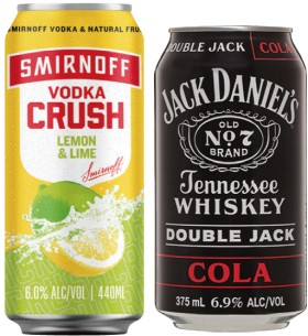 Smirnoff-Crush-Mixed-6-or-Jack-Daniels-Double-Jack-69-Varieties-10-Pack on sale