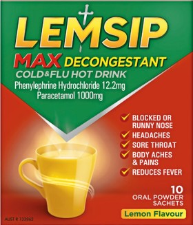 Lemsip+Max+Decongestant+Cold%26amp%3BFlu+Hot+Drink+Lemon+Flavour+10+Sachets