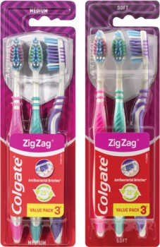 Colgate+Zig+Zag+Flex+Soft+or+Medium+Toothbrush+3+Pack