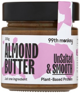 99th+Monkey+Unsalted+%26amp%3B+Smooth+Almond+Butter+200g