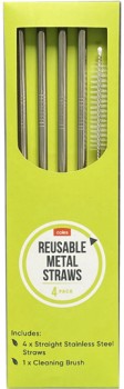 Coles+Stainless+Steel+Straws+4+Pack