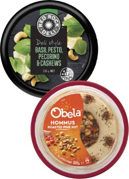 Obela+Garnished+Hommus+Dip+220g+or+Red+Rock+Deli+Dip+135g