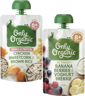 Only+Organic+4%2B+Months%2C+6%2B+Months+or+8%2B+Months+Baby+Food+Pouch+120g
