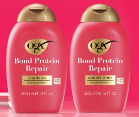 NEW-OGX-Bond-Protein-Repair-Shampoo-or-Conditioner-385mL on sale
