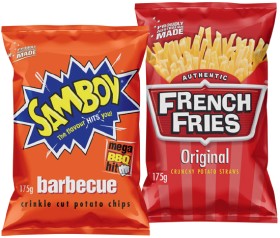Samboy-Potato-Chips-or-French-Fries-175g-Selected-Varieties on sale