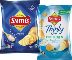 Smiths-Thinly-Cut-Chips-175g-Crinkle-Cut-Chips-or-Doritos-Corn-Chips-150170g-Selected-Varieties on sale