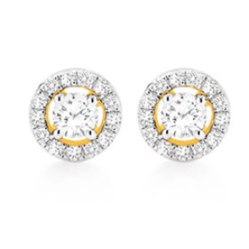 9ct-Yellow-Gold-Diamond-Halo-Stud-Earrings on sale