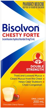 Bisolvon+Chesty+Forte+Double+Strength+Oral+Liquid+Chocolate+Cherry+Flavour+200mL