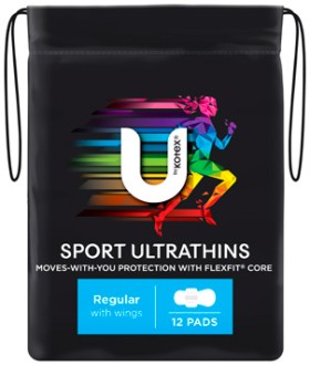 U+By+Kotex+Sport+Ultrathins+Regular+Pads+with+Wings+12+Pack