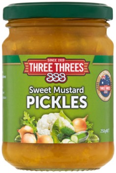 Three-Threes-Sweet-Mustard-Pickles-250g on sale