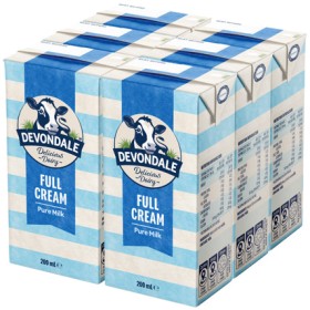 Devondale-Full-Cream-or-Extra-Light-Long-Life-Milk-6x200mL on sale