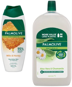 Palmolive-Body-Wash-Luminous-Oils-Hand-Wash-500mL-or-Liquid-Hand-Wash-Refill-1-Litre-Selected-Varieties on sale
