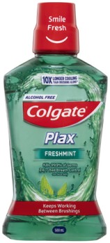 Colgate-Plax-Mouthwash-500mL-Total-Mint-Waxed-Dental-Floss-100m-MaxFresh-Toothpaste-100g-Toothbrush-Optic-2-Pack-or-360-Charcoal-3-Pack-Selected-Varieties on sale