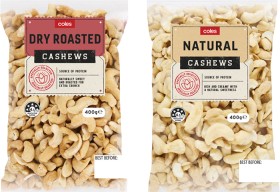 Coles+Dry+Roasted%2C+Natural+or+Roasted+%26amp%3B+Salted+Cashews+400g+Pack