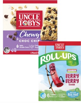 Uncle+Tobys+Muesli+Bars+145g-185g+or+Roll+Ups+94g